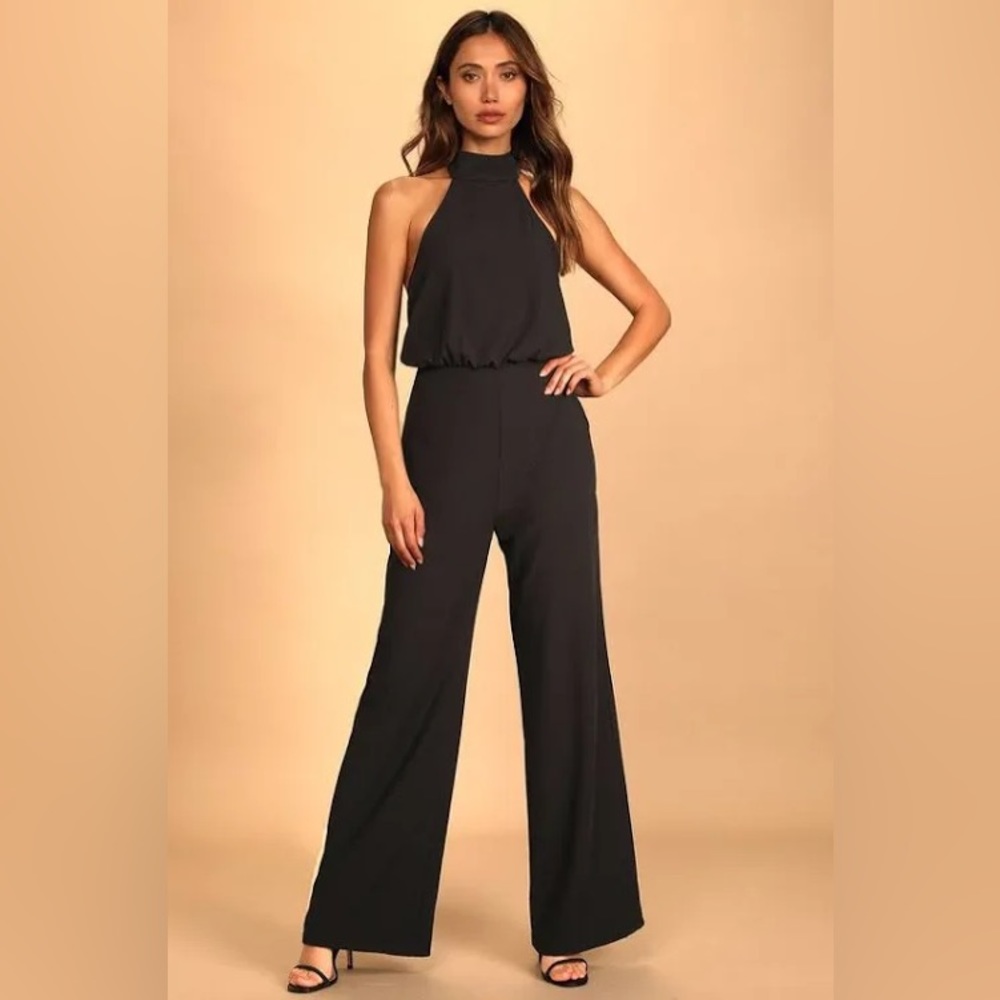 Lulus Pants & Jumpsuits Lulus Moment For Life Black Halter Jumpsuit Womens